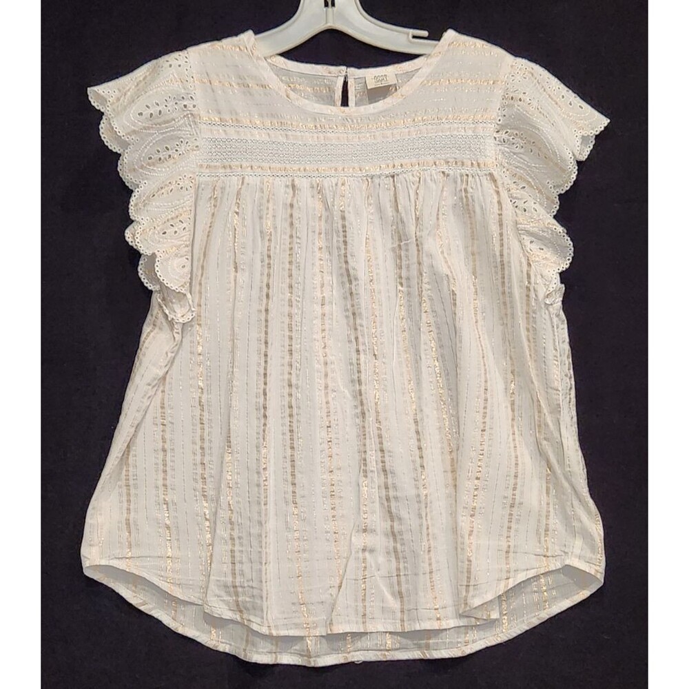 Good Hart Flutter Sleeve Eyelet Large Blouse Top Cottage Bohochic